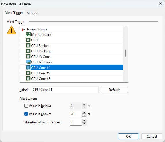 You can set up alert triggers for conditions such as overheating