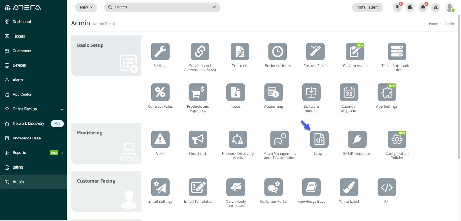 All functions are accessed through a single dashboard