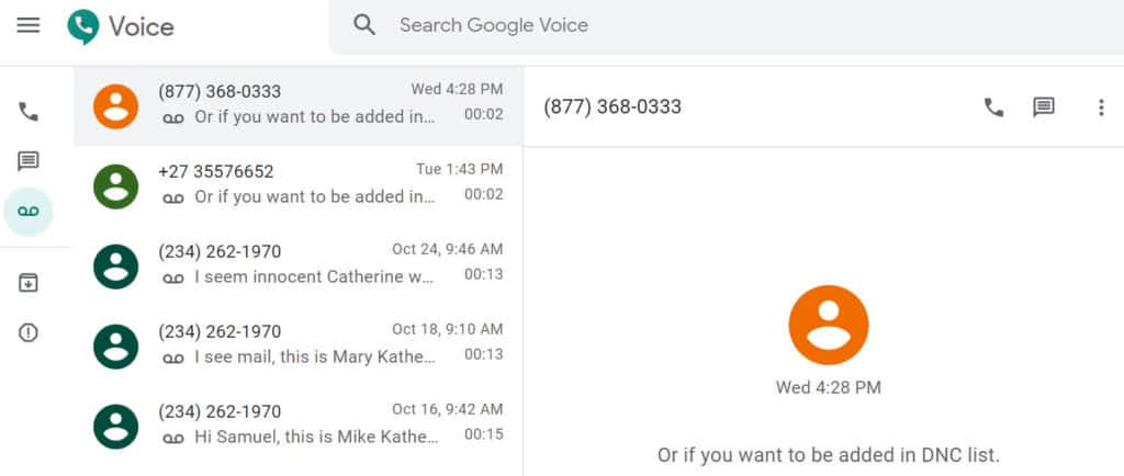 Google Voice phone spam blocking