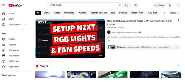 Find guides about NZXT CAM on YouTube