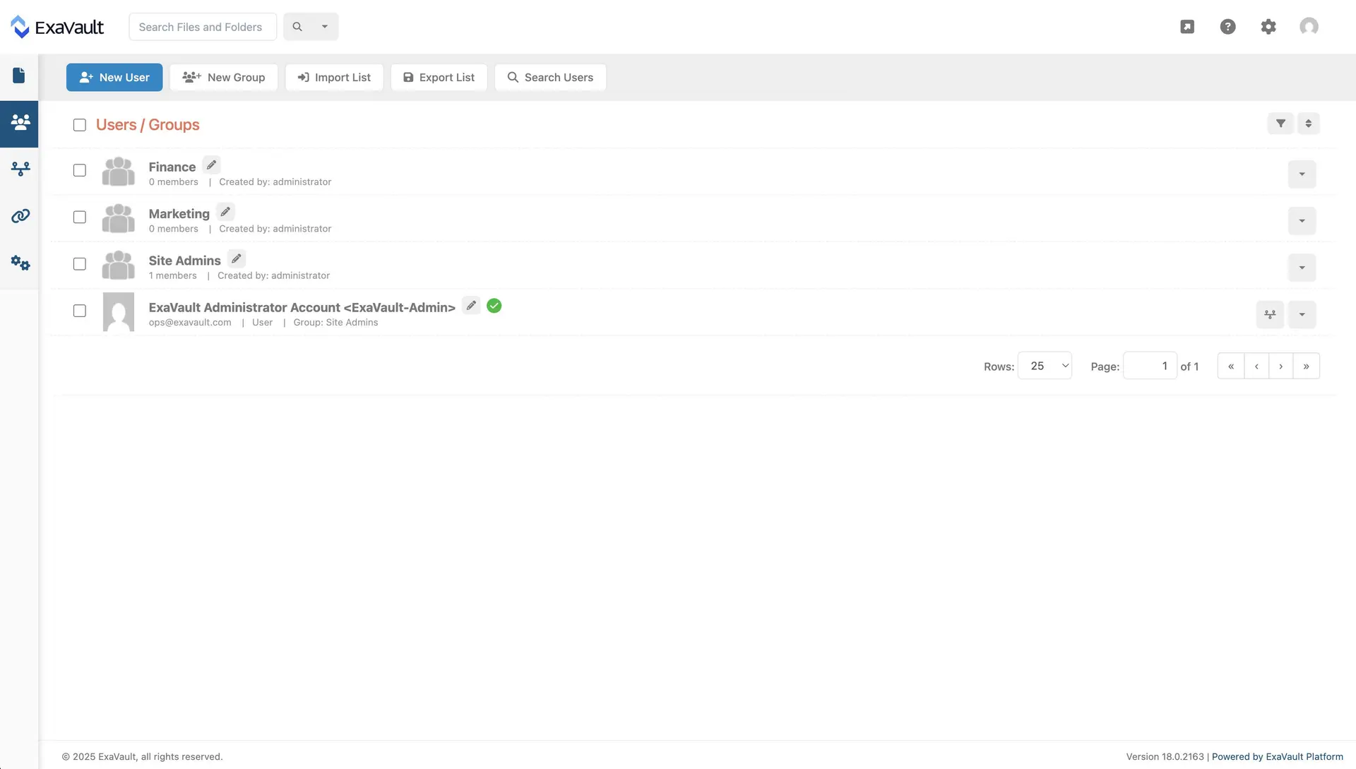 The ExaVault administrator console is well-laid out and easy to use