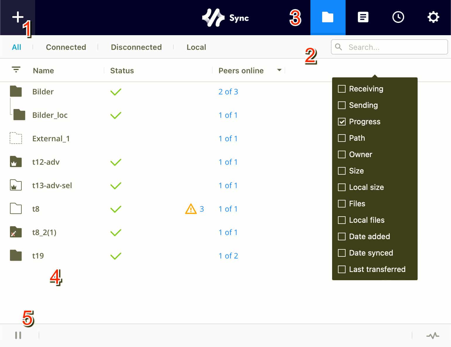 The Resilio Sync console