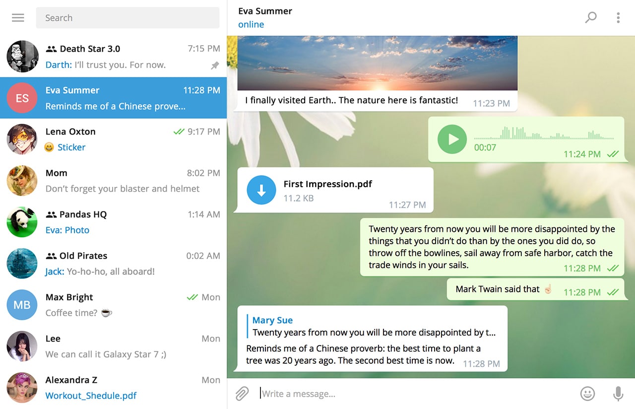 Telegram also has a desktop utility for PCs, Macs, and laptops