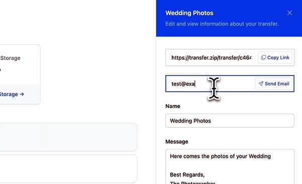 Send an access link to the recipient
