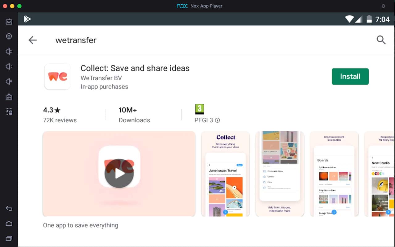 The We Transfer Desktop utility