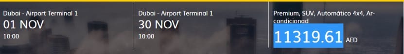 Car rental booking via Hertz for DBX
