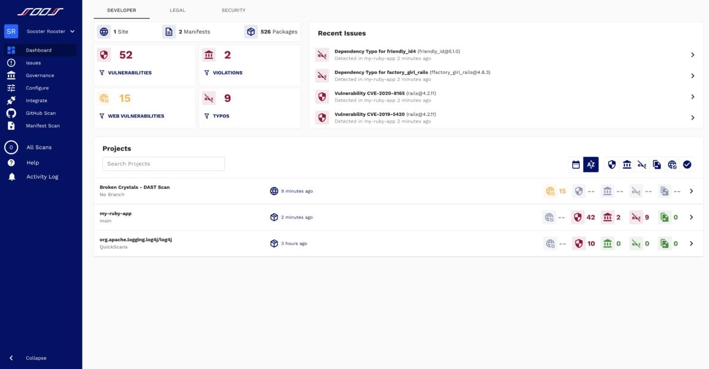 SOOS Developer Dashboard