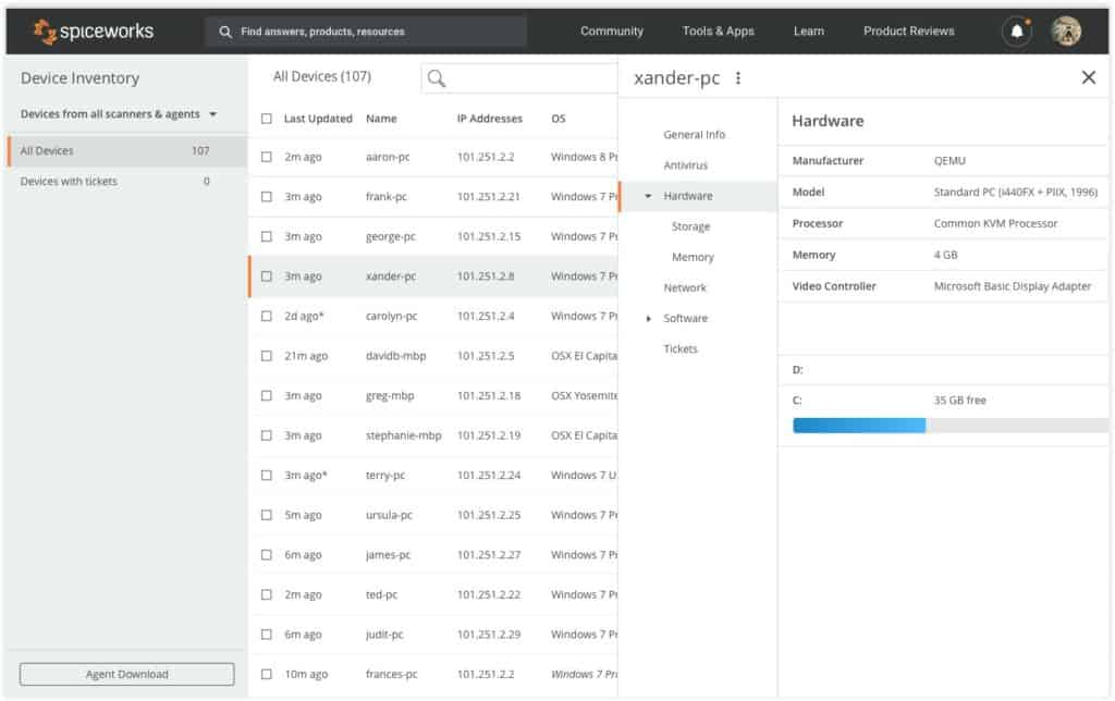 Spiceworks inventory