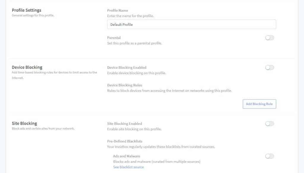 Profile options.