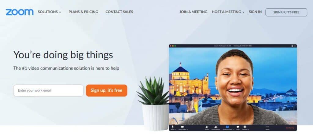 Zoom video conferencing software.