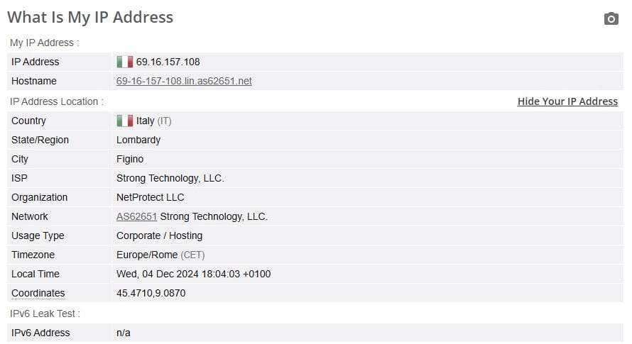 IP leak test.
