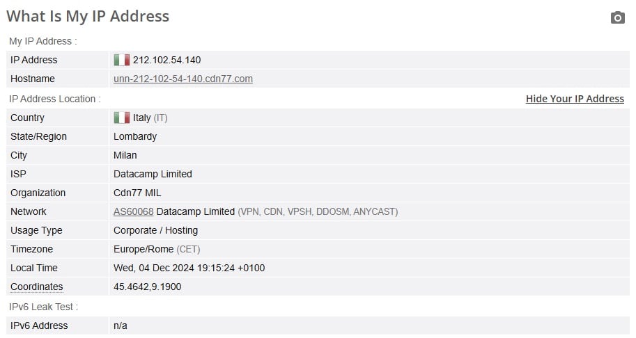 IP leak test.