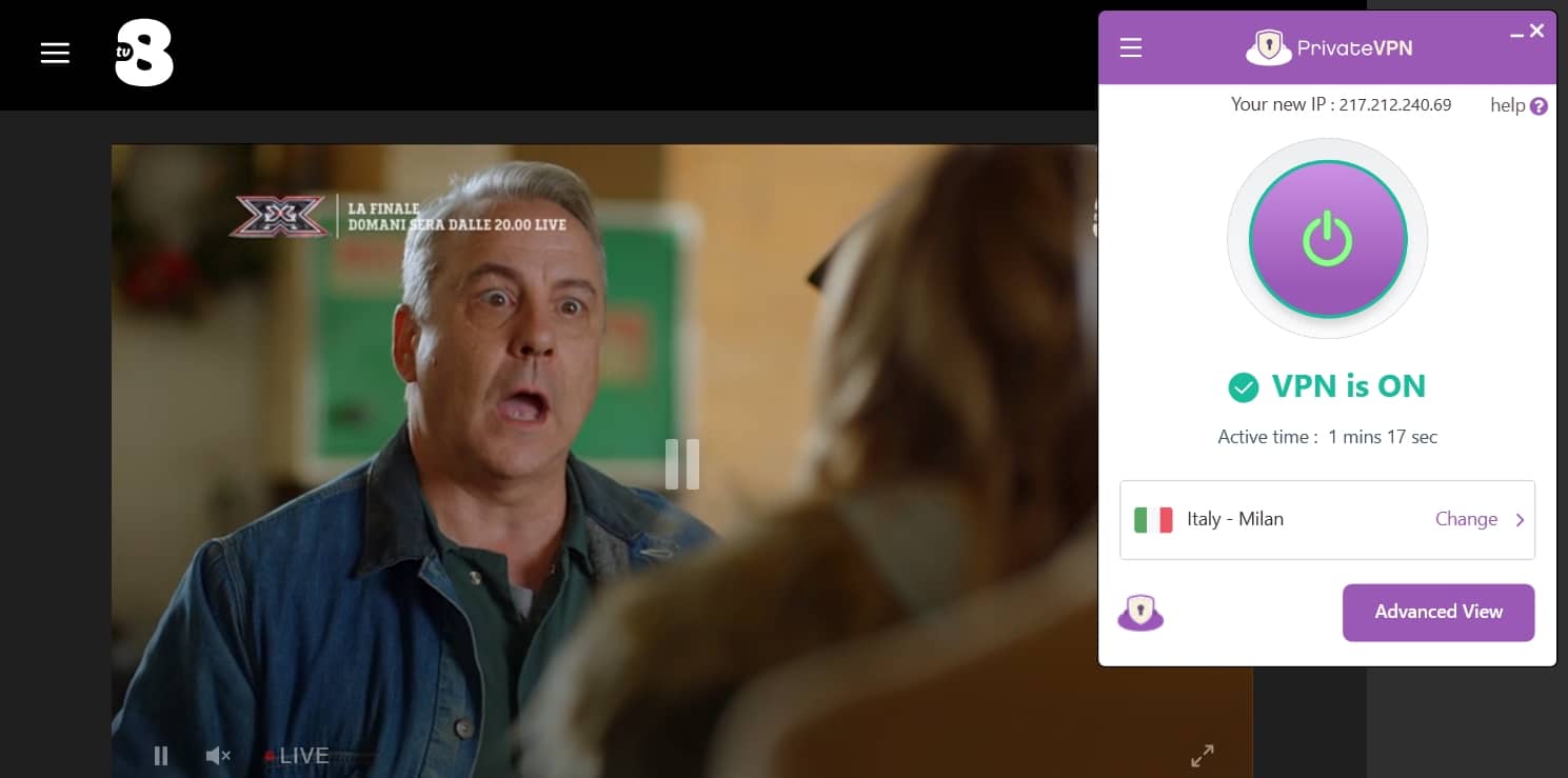 Streaming TV8.