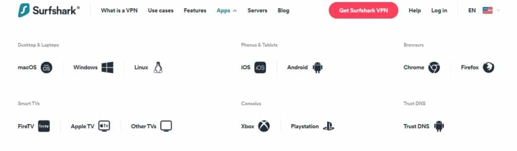 Surfshark apps.