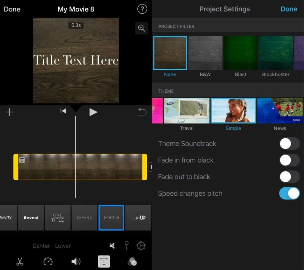 Apple iMovie interface.