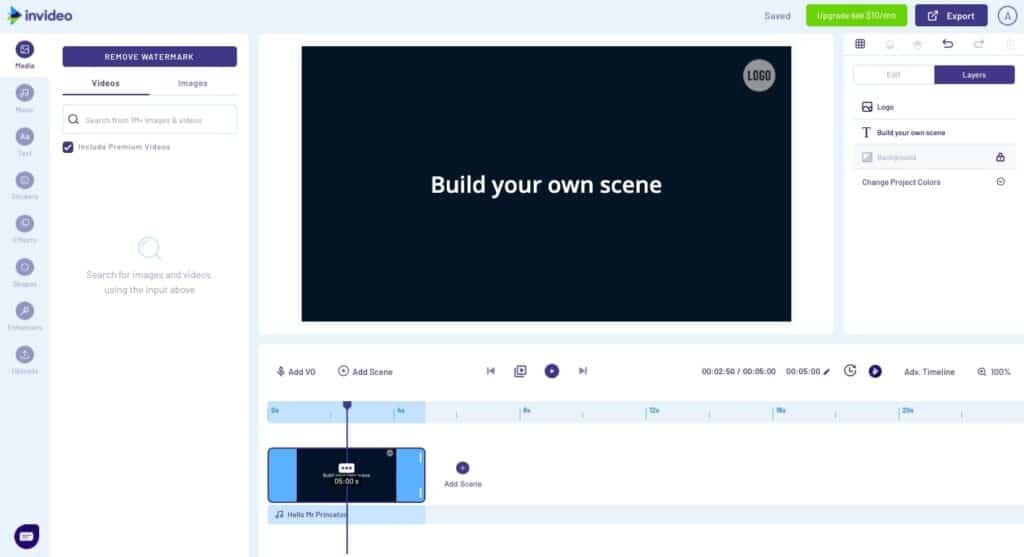 InVideo interface.