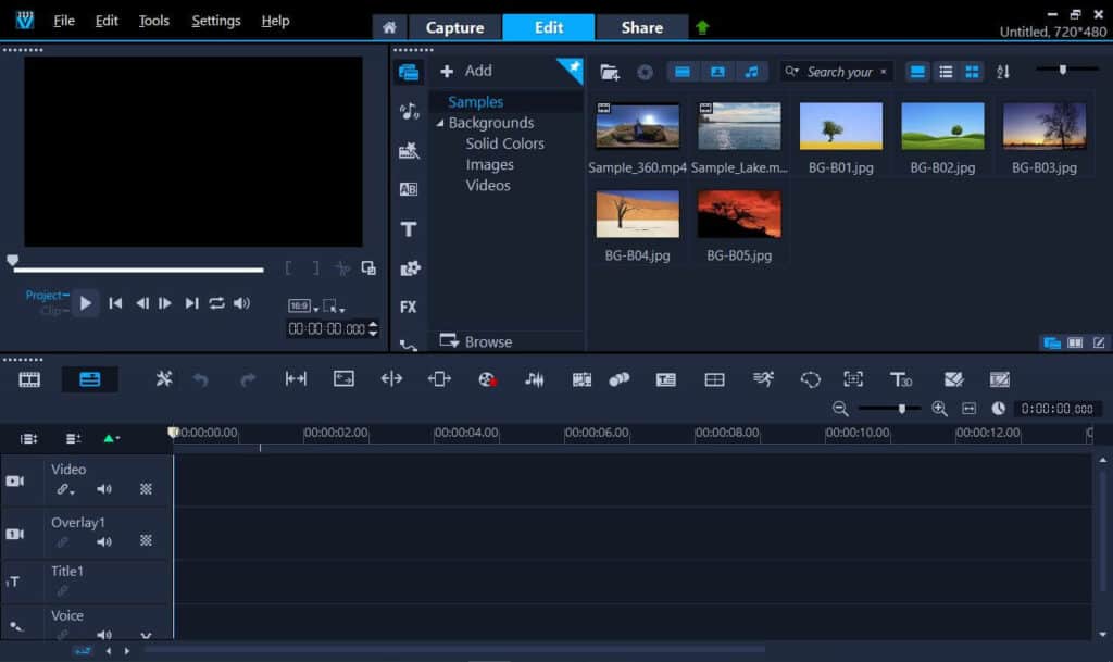 Corel VideoStudio interface.