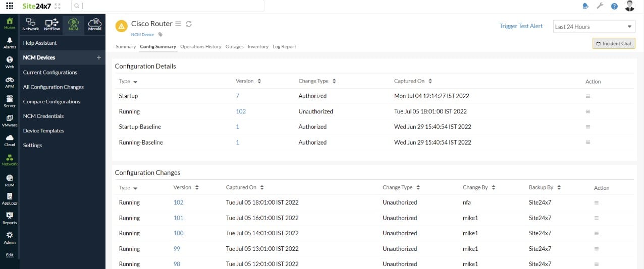 Site24x7 NCM Devices