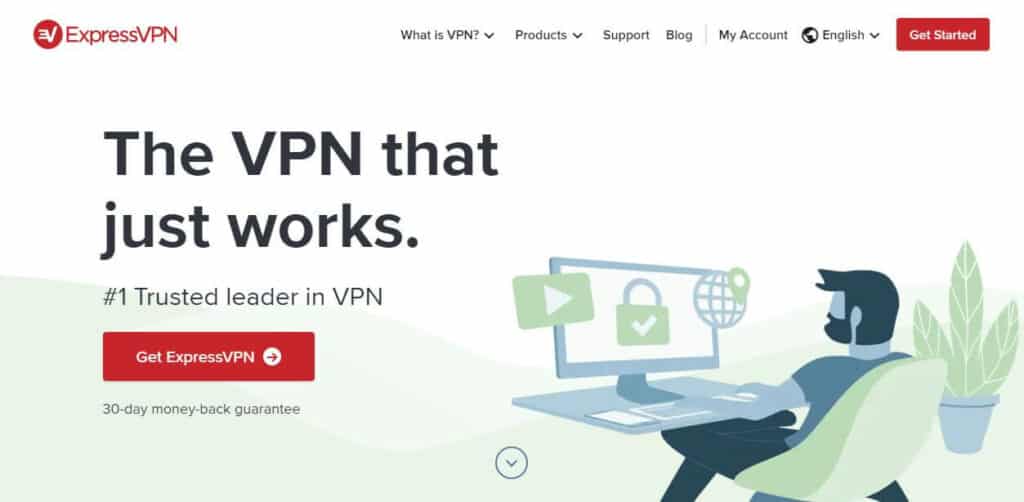 The ExpressVPN homepage.
