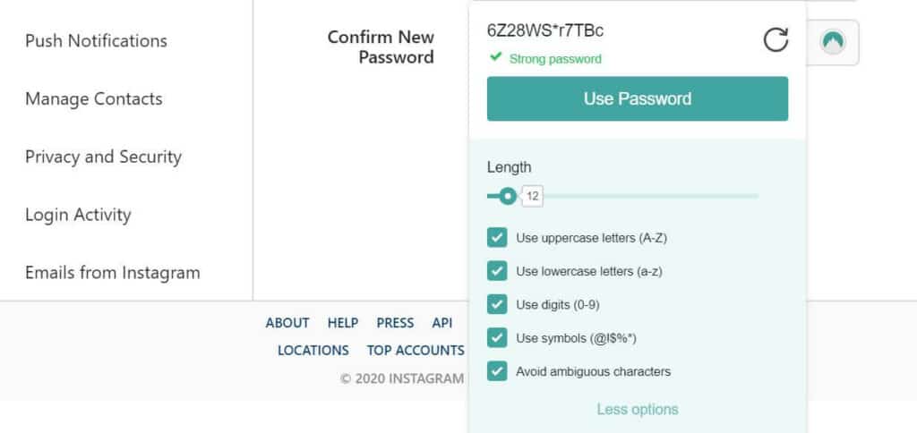 Generating a password.