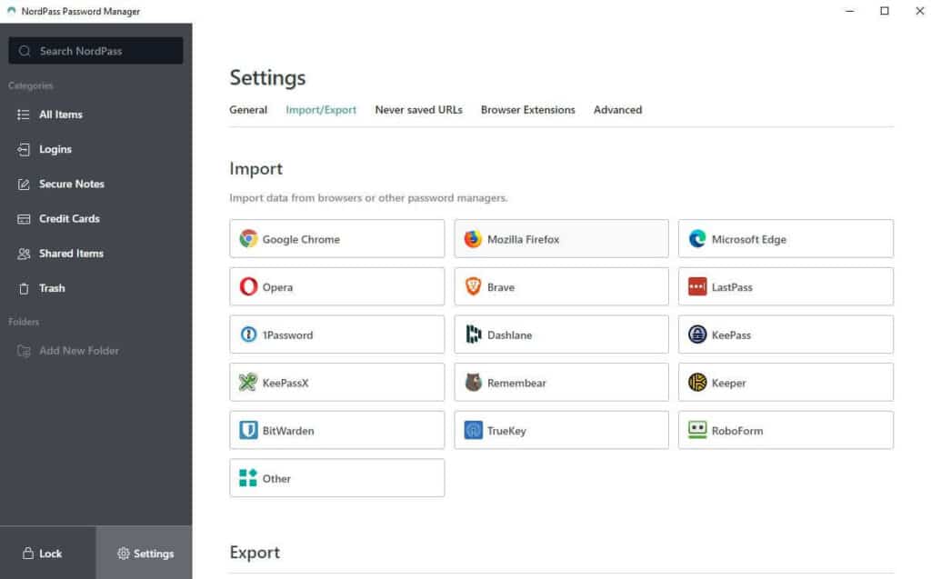 Importing passwords.