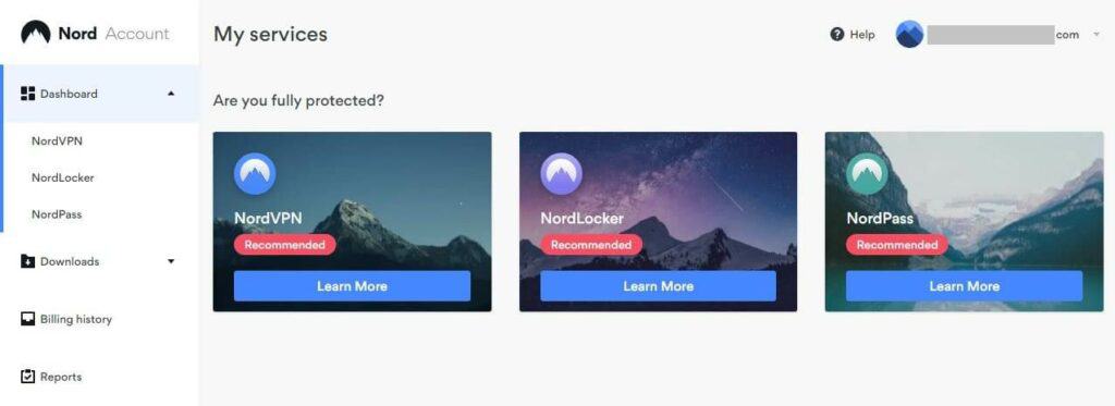 Nord Account dashboard.
