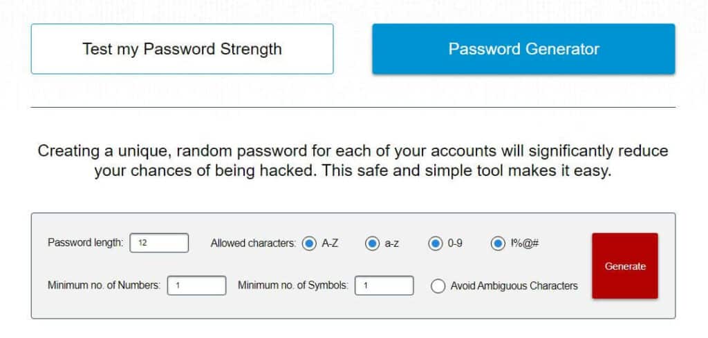 Comparitech password generator.