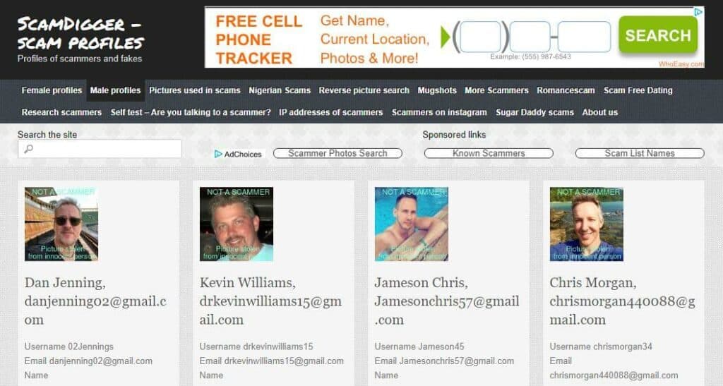 Scamdigger profiles.