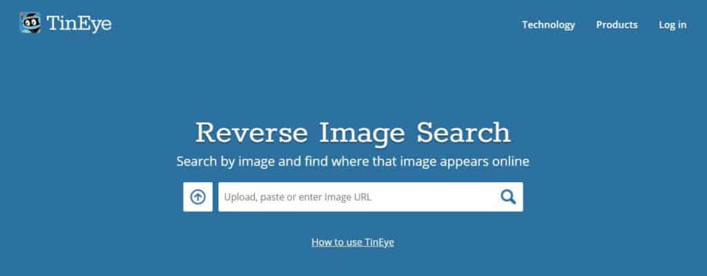 The TinEye homepage.