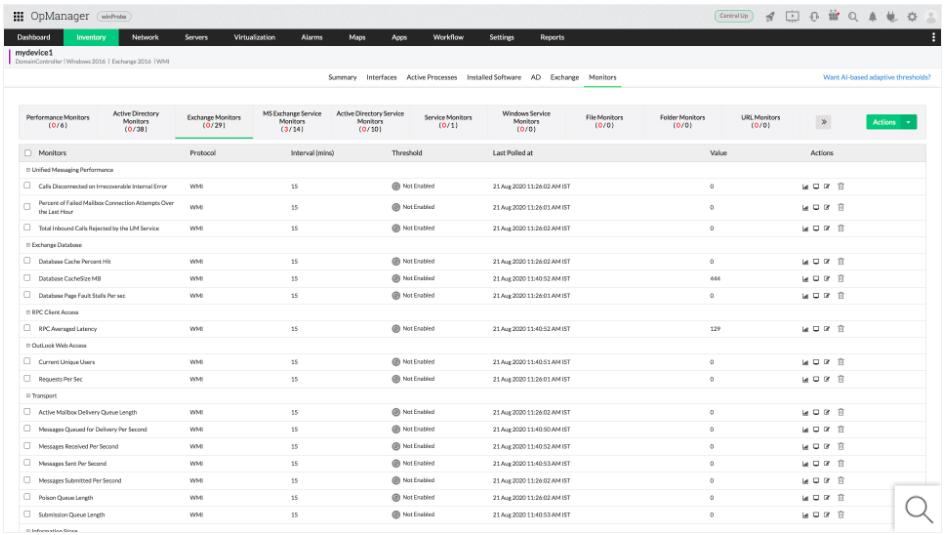 ManageEngine OpManager Exchange IS Monitor
