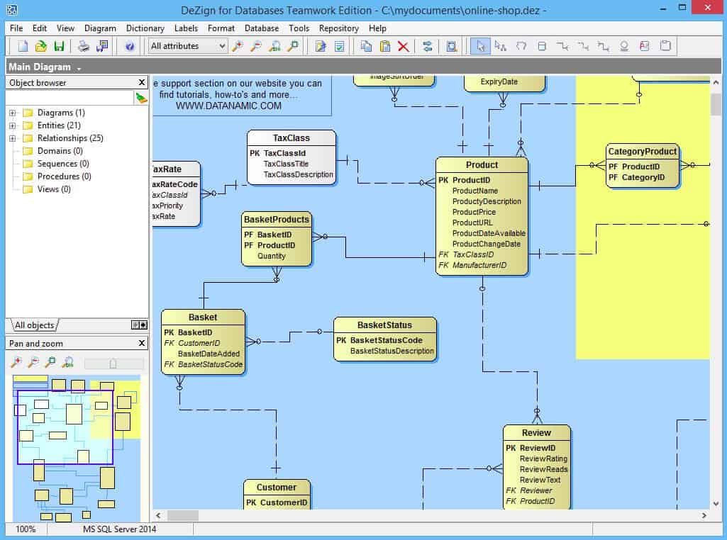 DeZign screenshot of design diagram