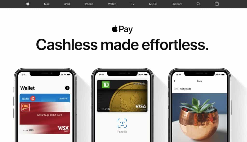 Thee Apple Pay homepage.
