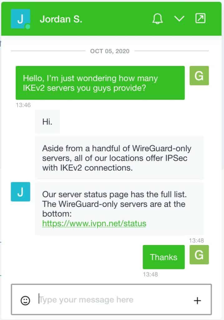 iVPN - Live Chat
