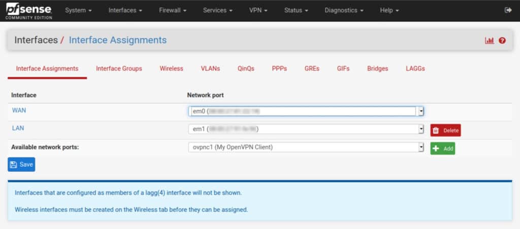 pfSense - Interfaces1
