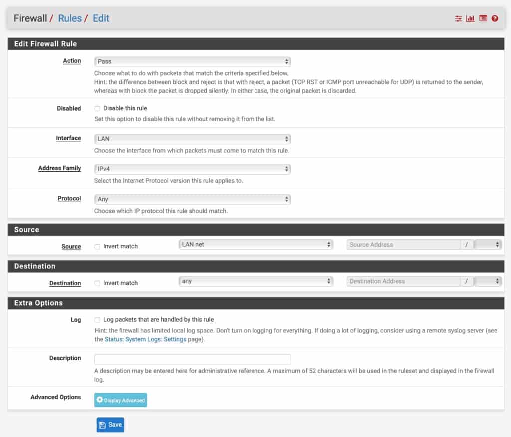 pfSense - Add LAN rule