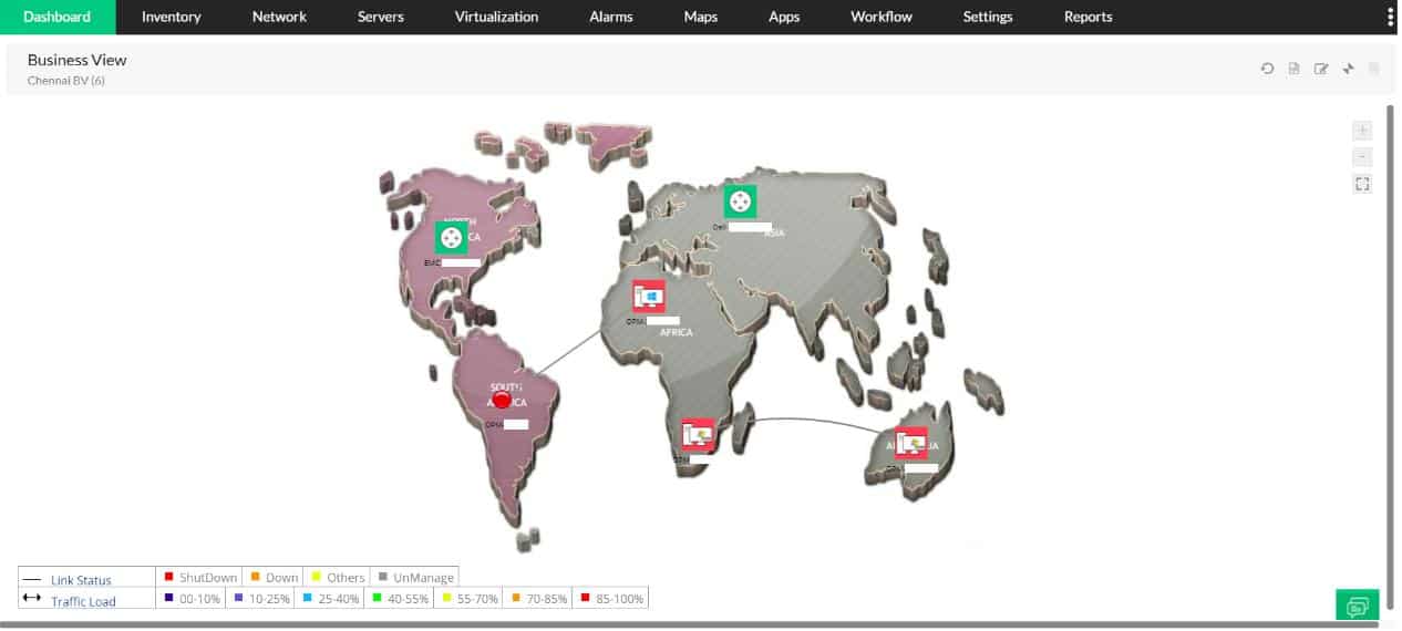 ManageEngine OpManager Network Diagram Business View