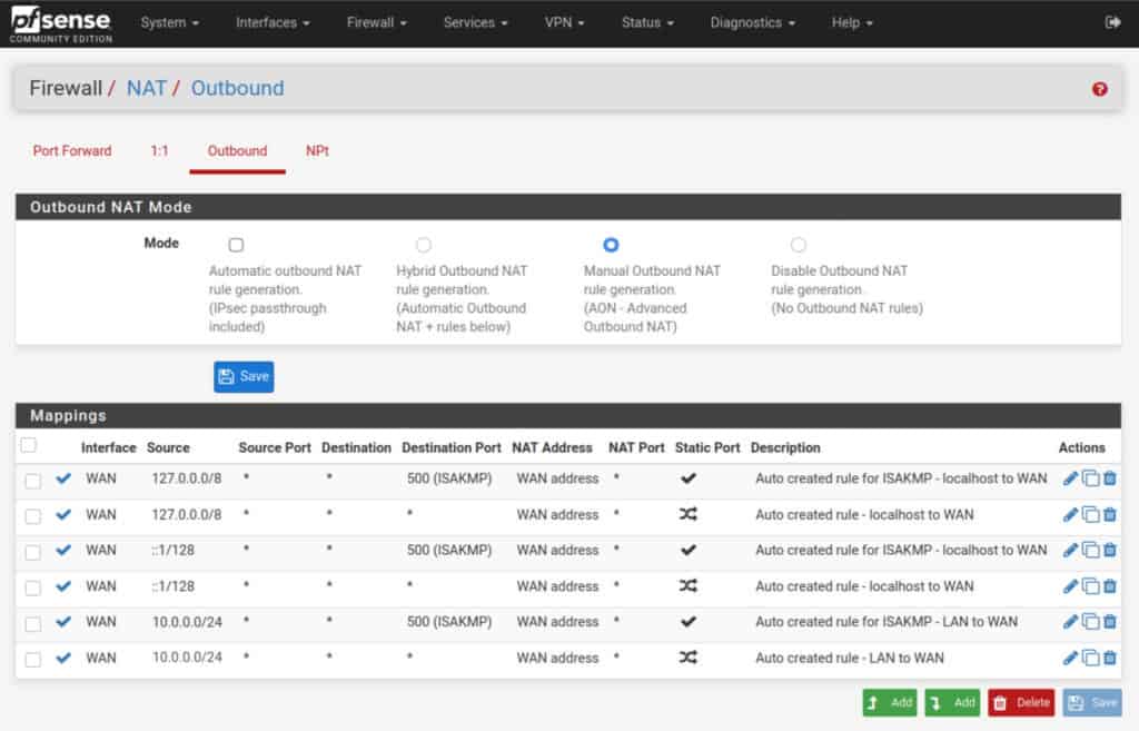 pfSense - NAT Outbound