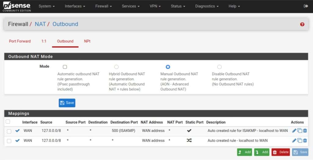 pfSense - NAT - Deleted Rules