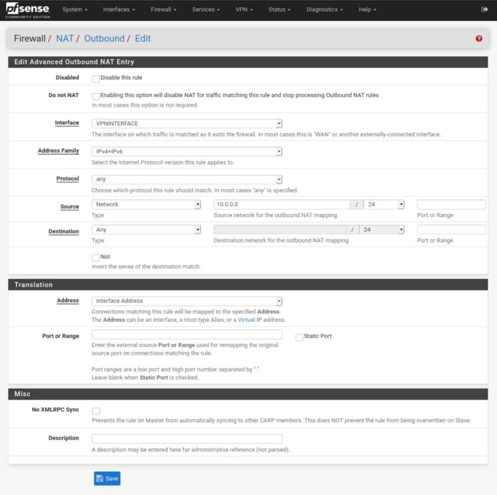 pfSense - Create NAT rule