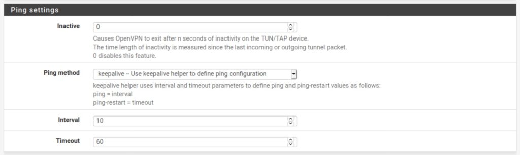 pfSense - OpenVPN - Ping Settings