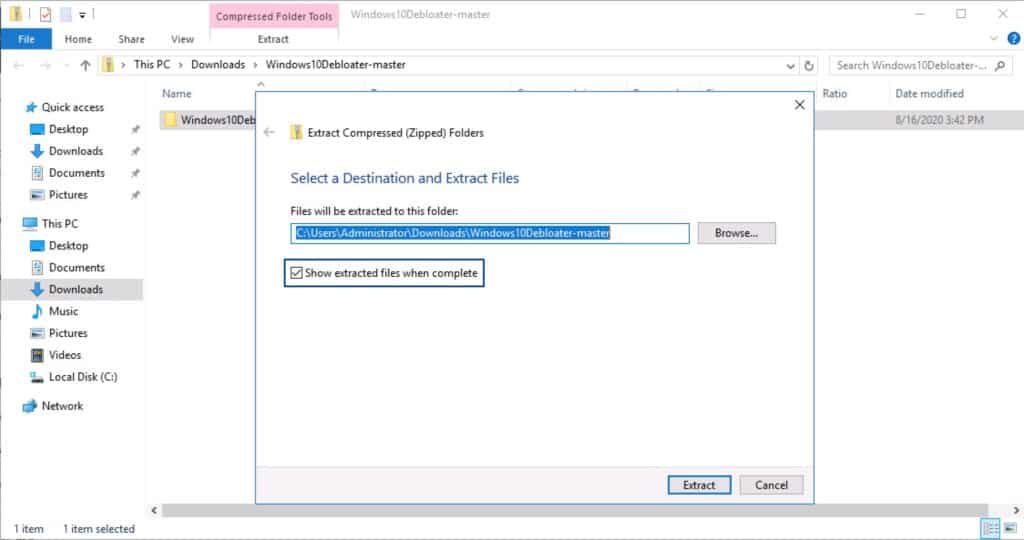 Bloatware - Show Extracted Files