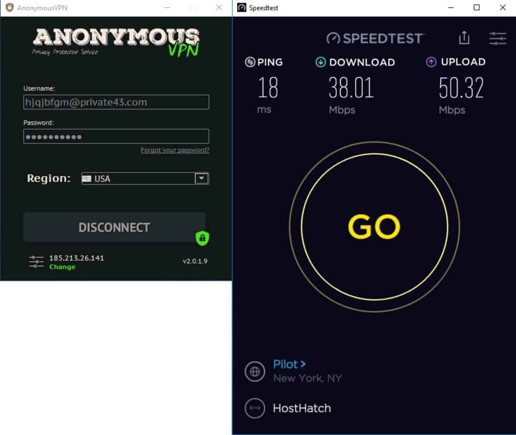 Anonymous VPN - Speed Test