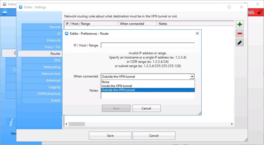 AirVPN - App - Split Tunneling