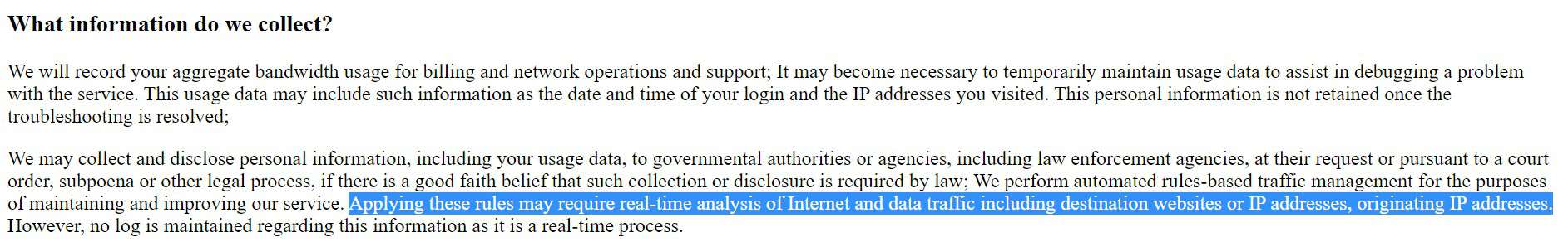 VPN Privacy Policy Example