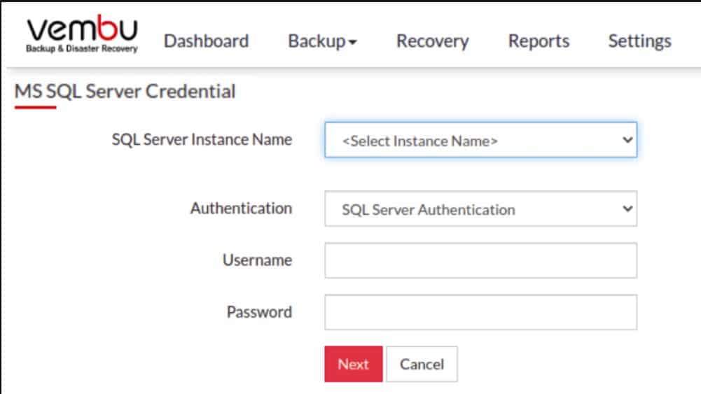 Vembu BDR Suite SQL Recovery