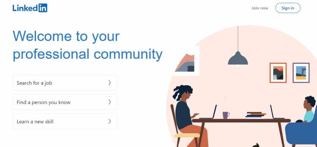 The LinkedIn homepage.
