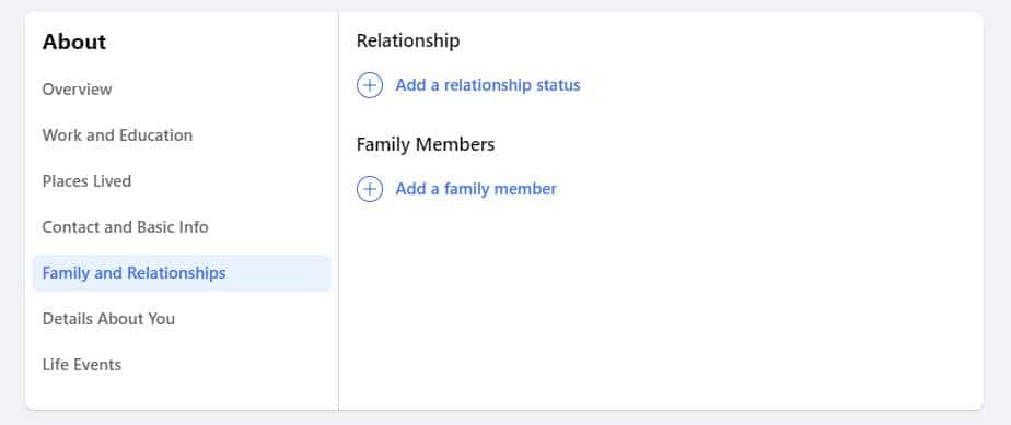 Facebook About information.