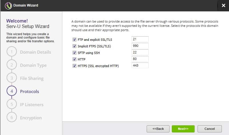 Serv-U FTP Server - Domain Wizard