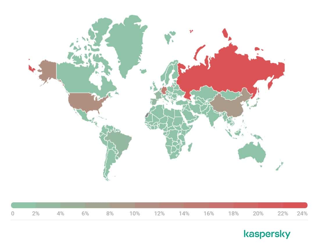 map of global spam origins 2021