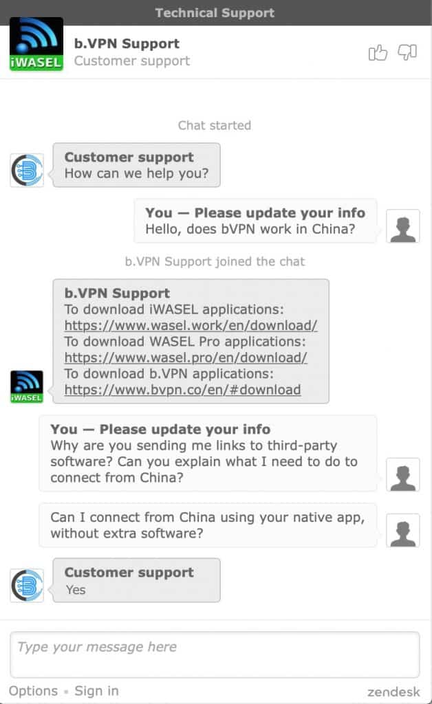 bVPN - Support